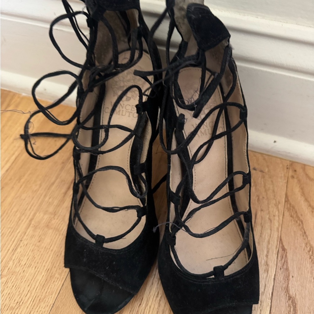 Vince Camuto Black Lace-Up Heels